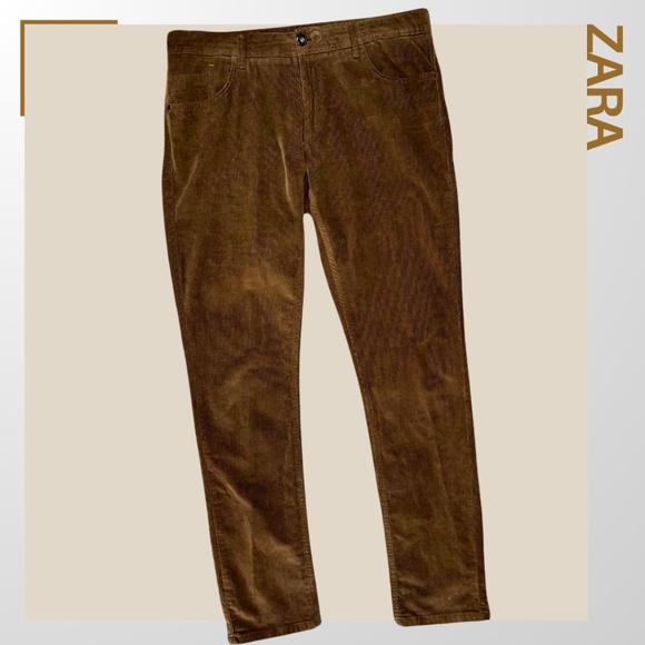 Zara Other - Zara Men's Slim Straight Cordouroy Pants in Brown - 34